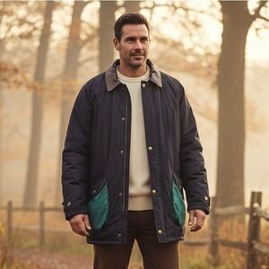 Vtg Brambilla Overcoat Collection Jacket Men's L Full Zip‎ Chore Coat Retro Barn